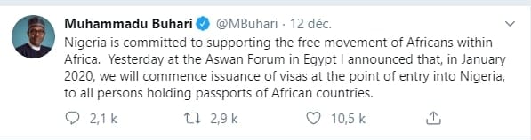 Le Nigeria dévoile la date où il adoptera le visa à l’entrée pour les Africains