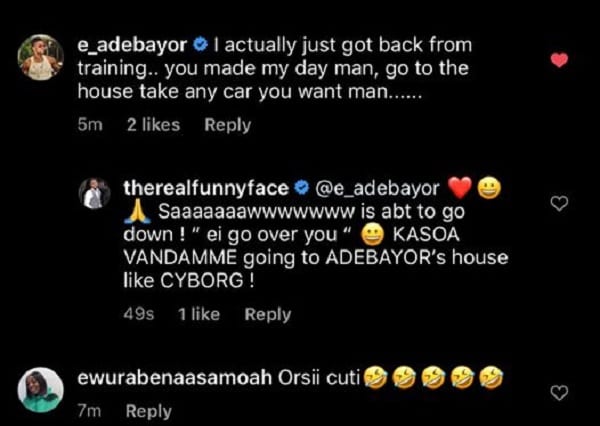 86732424 2801861443193747 8969814283143610368 n - Emmanuel Adebayor demande à un comédien ghanéen de choisir un véhicule parmi ses voitures