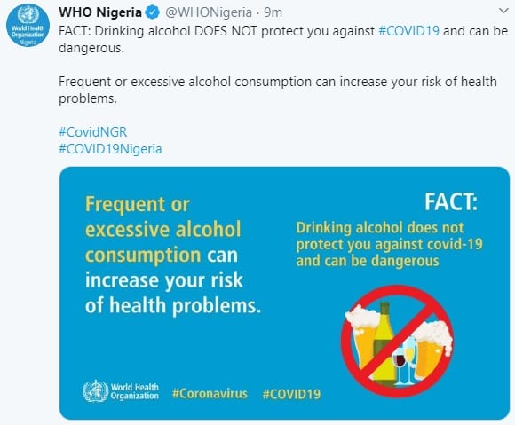 Boire de l'alcool ne vous protège pas contre le coronavirus, prévient l'OMS