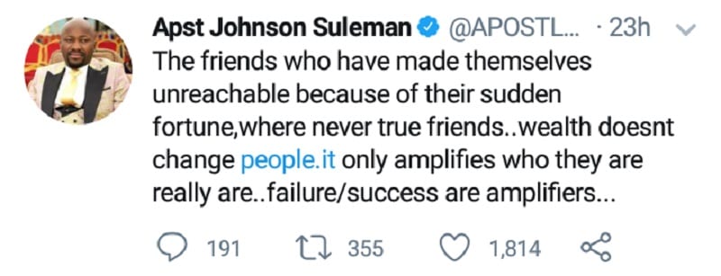 Screenshot 20200519 105804 - Le pasteur nigérian, Johnson Suleman révèle comment identifier de faux amis