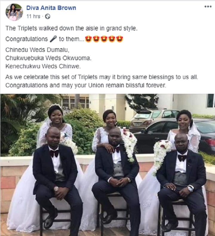 Nigeria: Des frères triplet épousent des sœurs triplées dans l'État d'Enugu-(Photos)