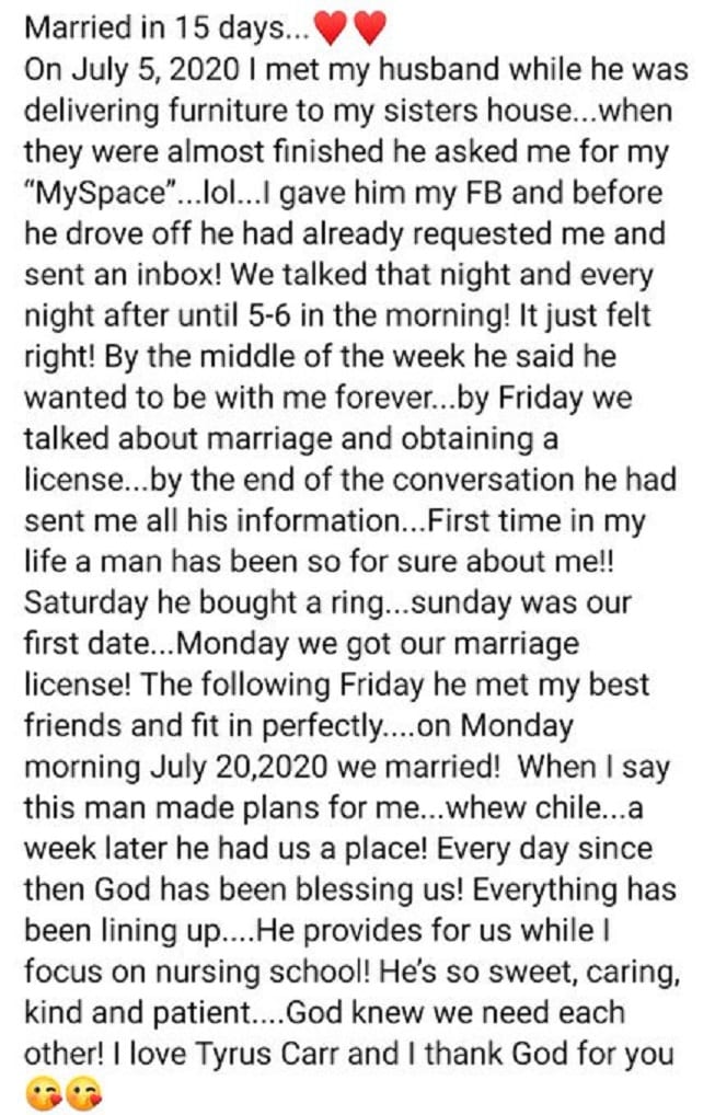 Un couple marié 15 jours après leur rencontre, partage leur histoire d'amour