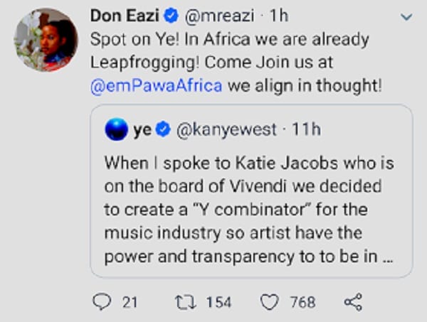 Le chanteur nigérian, Mr. Eazi veut signer Kanye West dans son label de musique