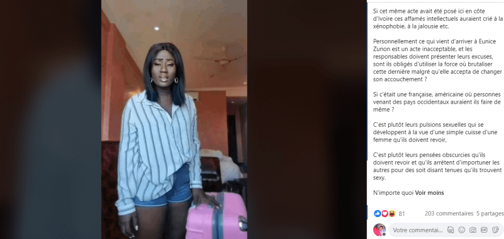 Burkina Faso : la web-humoriste ivoirienne, Eunice Zunon ''brutalisée'' par des policiers à l’aéroport !